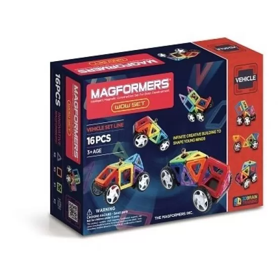 Set magnetic de construit Magformers Wow 16 piese Set magnetic de construit Magformers Wow 16 piese