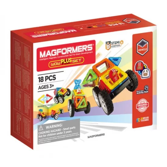 Set magnetic de construit- Magformers Wow Plus 18 piese