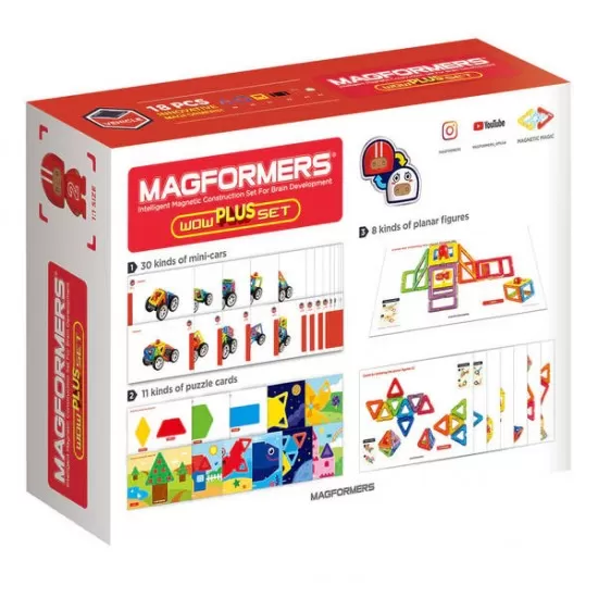 Set magnetic de construit- Magformers Wow Plus 18 piese