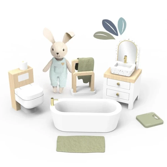 Set mobilier baie pentru casa de papusi Speedy Monkey 