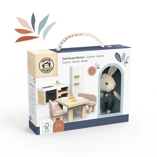 Set mobilier bucatarie pentru casa de papusi Speedy Monkey