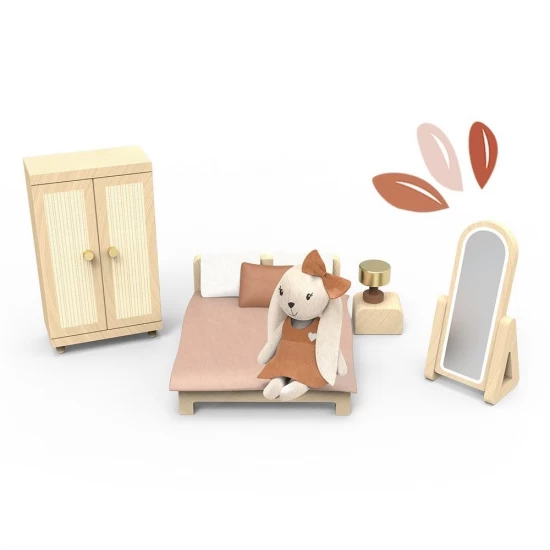Set mobilier dormitor pentru casa de papusi Speedy Monkey