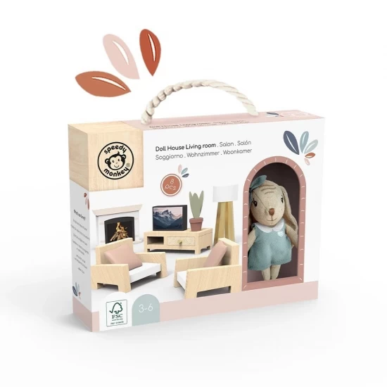 Set mobilier living pentru casa de papusi Speedy Monkey