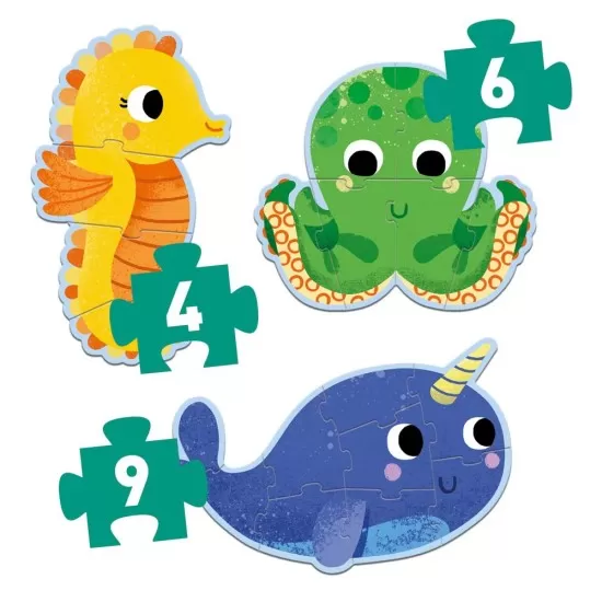 Set 3 puzzle-uri evolutive Djeco Ocean Set 3 puzzle-uri evolutive Djeco Ocean