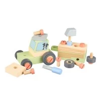 Tractor din lemn cu remorca de asamblat Orange Tree Toys