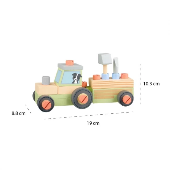 Tractor din lemn cu remorca de asamblat Orange Tree Toys Tractor din lemn cu remorca de asamblat Orange Tree Toys