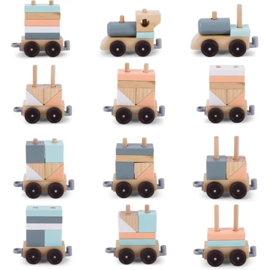 Trenulet cu cuburi din lemn 18 piese UMU Toys Trenulet cu cuburi din lemn 18 piese UMU Toys