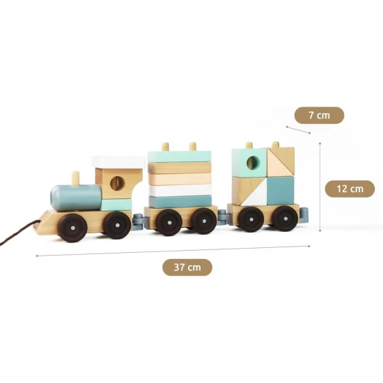 Trenulet cu cuburi din lemn 18 piese UMU Toys Trenulet cu cuburi din lemn 18 piese UMU Toys