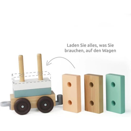 Trenulet cu cuburi din lemn 18 piese UMU Toys Trenulet cu cuburi din lemn 18 piese UMU Toys