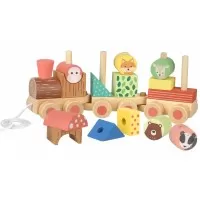 Trenulet din lemn cu forme si animale Orange Tree Toys