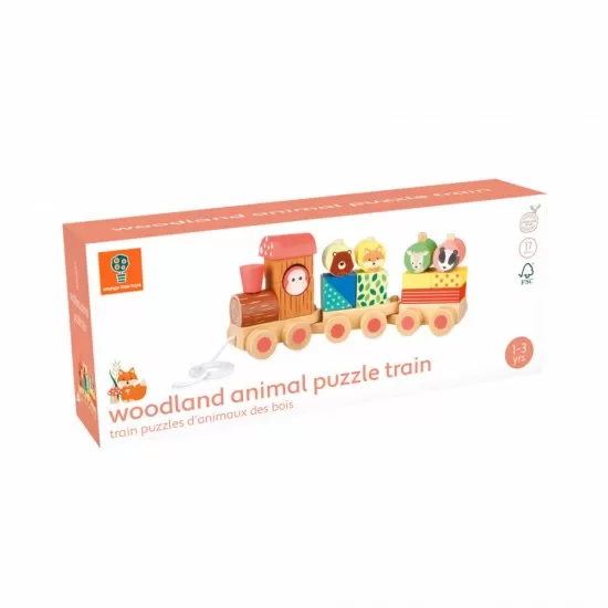 Trenulet din lemn cu forme si animale Orange Tree Toys Trenulet din lemn cu forme si animale Orange Tree Toys