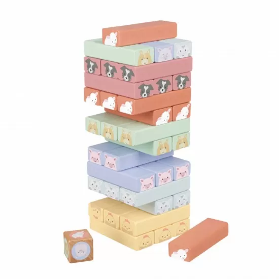 Joc indemanare - Turnul instabil cu animale de ferma, Orange Tree Toys