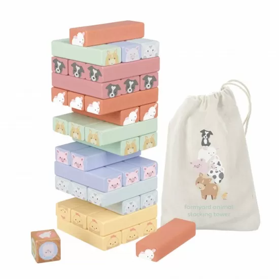 Joc indemanare - Turnul instabil cu animale de ferma, Orange Tree Toys