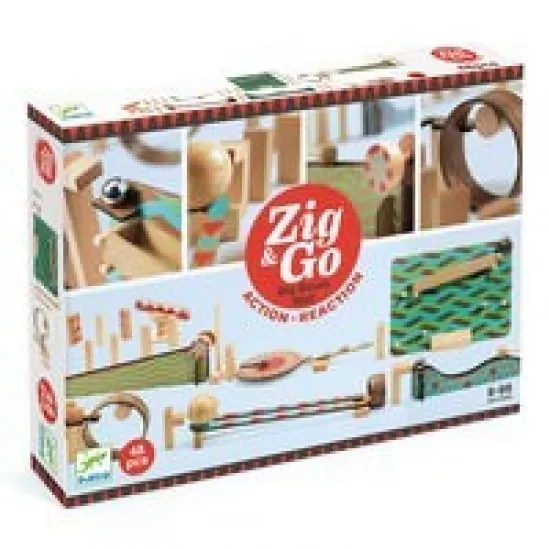Set de constructie trasee Zig and Go Djeco 48 piese Set de constructie trasee Zig and Go Djeco 48 piese