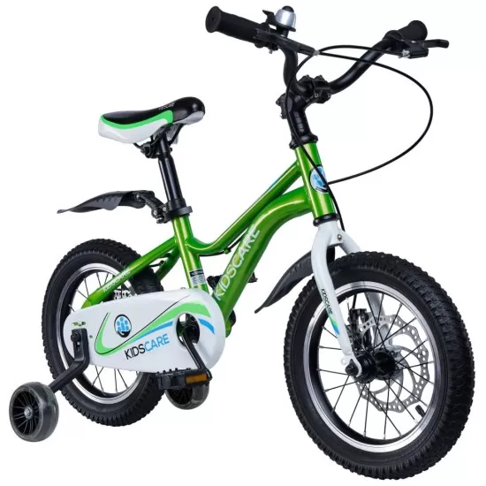 Bicicleta pentru copii 2-4 ani HappyCycles KidsCare, roti 12 inch, cu roti ajutatoare si frane pe disc, verde Bicicleta pentru copii 2-4 ani HappyCycles KidsCare, roti 12 inch, cu roti ajutatoare si frane pe disc, verde