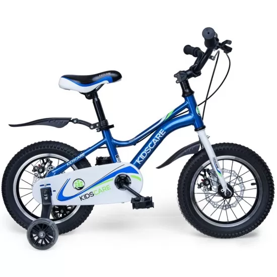 Bicicleta pentru copii 3-6 ani HappyCycles KidsCare, roti 14 inch, cu roti ajutatoare si frane pe disc, albastru Bicicleta pentru copii 3-6 ani HappyCycles KidsCare, roti 14 inch, cu roti ajutatoare si frane pe disc, albastru