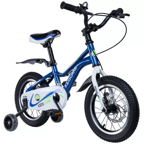 Bicicleta pentru copii 3-6 ani HappyCycles KidsCare, roti 14 inch, cu roti ajutatoare si frane pe disc, albastru Bicicleta pentru copii 3-6 ani HappyCycles KidsCare, roti 14 inch, cu roti ajutatoare si frane pe disc, albastru