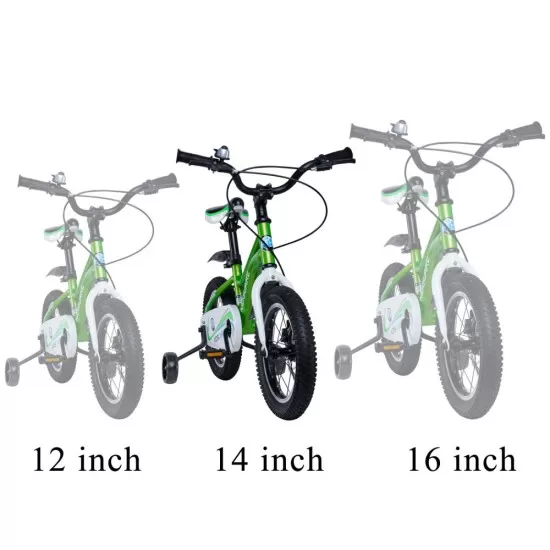 Bicicleta pentru copii 3-6 ani HappyCycles KidsCare, roti 14 inch, cu roti ajutatoare si frane pe disc, verde Bicicleta pentru copii 3-6 ani HappyCycles KidsCare, roti 14 inch, cu roti ajutatoare si frane pe disc, verde