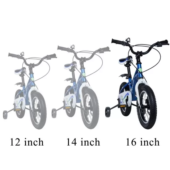 Bicicleta pentru copii 5-8 ani HappyCycles KidsCare, roti 16 inch, cu roti ajutatoare si frane pe disc, albastru Bicicleta pentru copii 5-8 ani HappyCycles KidsCare, roti 16 inch, cu roti ajutatoare si frane pe disc, albastru
