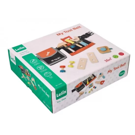 Centura scule din lemn pentru copii Lelin L10362 Centura scule din lemn pentru copii Lelin L10362