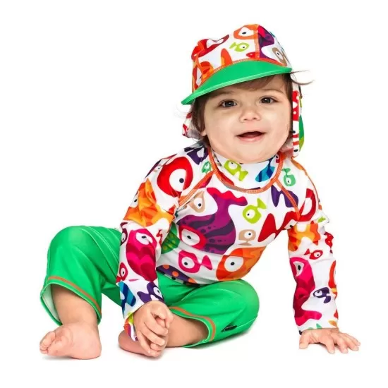Costum de baie Funny Fish marime 74-80 protectie UV Swimpy
