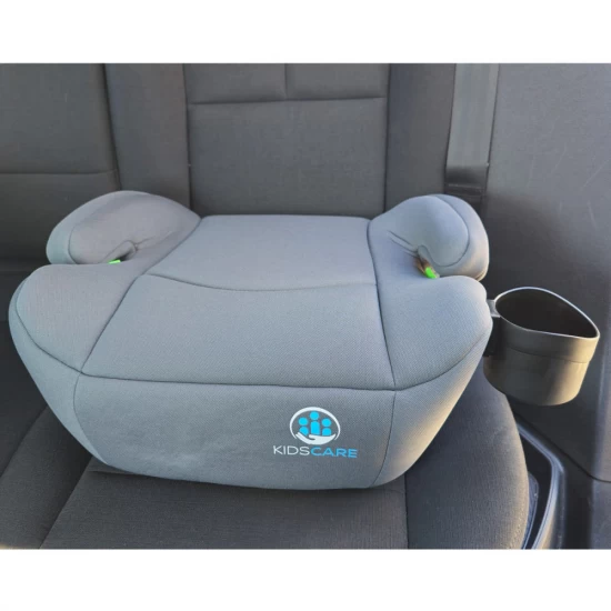 Inaltator auto copii KidsCare FixiGo cu Isofix, 125-150cm, husa lavabila, Gri, omologat R129 i-Size