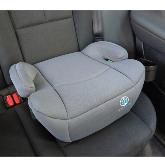 Inaltator auto copii KidsCare FixiGo cu Isofix, 125-150cm, husa lavabila, Gri, omologat R129 i-Size