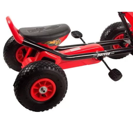 Kart cu pedale si roti gonflabile Driver Kidscare Rosu Kart cu pedale si roti gonflabile Driver Kidscare Rosu