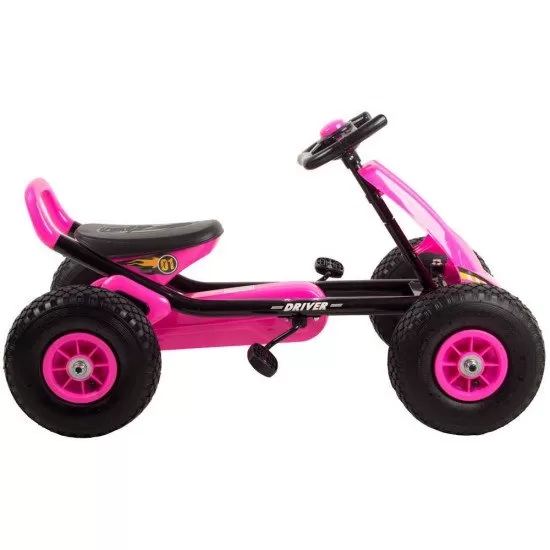 Kart cu pedale si roti gonflabile Driver Kidscare Roz Kart cu pedale si roti gonflabile Driver Kidscare Roz