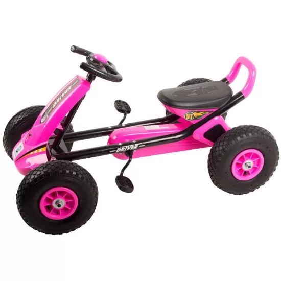 Kart cu pedale si roti gonflabile Driver Kidscare Roz Kart cu pedale si roti gonflabile Driver Kidscare Roz