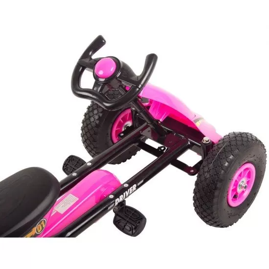 Kart cu pedale si roti gonflabile Driver Kidscare Roz Kart cu pedale si roti gonflabile Driver Kidscare Roz