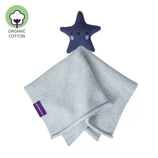 Paturica din bumbac organic cu jucarie Star Clevamama 3495 Paturica din bumbac organic cu jucarie Star Clevamama 3495