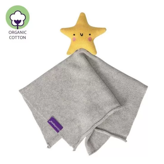 Paturica din bumbac organic cu jucarie Star Clevamama 3496 Paturica din bumbac organic cu jucarie Star Clevamama 3496