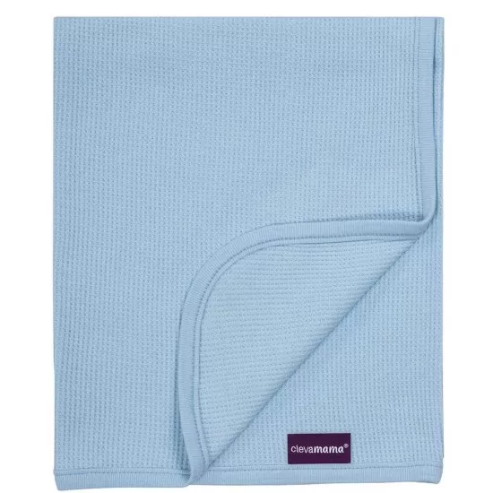 Paturica din bumbac Waffle Weave 70 x 90 cm Blue Clevamama 3461 Paturica din bumbac Waffle Weave 70 x 90 cm Blue Clevamama 3461