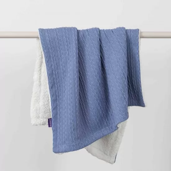 Paturica Lux Sherpa pentru bebelusi 75 x 100 cm blue Clevamama Paturica Lux Sherpa pentru bebelusi 75 x 100 cm blue Clevamama