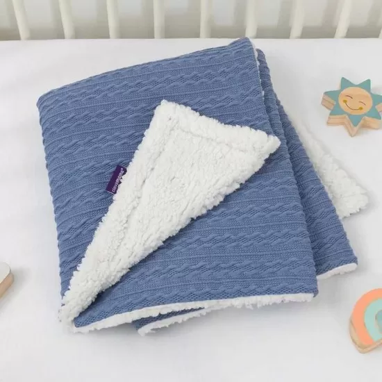 Paturica Lux Sherpa pentru bebelusi 75 x 100 cm blue Clevamama Paturica Lux Sherpa pentru bebelusi 75 x 100 cm blue Clevamama