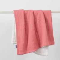 Paturica Lux Sherpa pentru bebelusi 75 x 100 cm Pink Clevamama