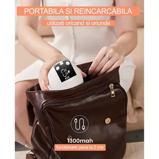 Pompa de san electrica si portabila KidsCare, hands free, sub sutien, cu 10 niveluri de aspiratie si 10 niveluri de masaj Pompa de san electrica si portabila KidsCare, hands free, sub sutien, cu 10 niveluri de aspiratie si 10 niveluri de masaj