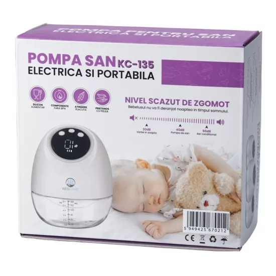 Pompa de san electrica si portabila KidsCare, hands free, sub sutien, cu 10 niveluri de aspiratie si 10 niveluri de masaj Pompa de san electrica si portabila KidsCare, hands free, sub sutien, cu 10 niveluri de aspiratie si 10 niveluri de masaj