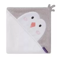 Prosop de baie pentru bebelus si mama Bamboo Penguin white Clevamama