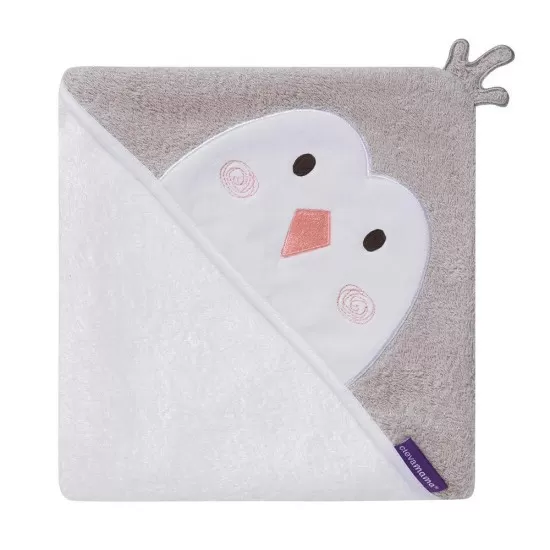 Prosop de baie pentru bebelus si mama Bamboo Penguin white Clevamama Prosop de baie pentru bebelus si mama Bamboo Penguin white Clevamama