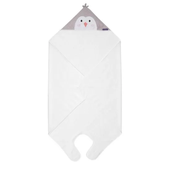Prosop de baie pentru bebelus si mama Bamboo Penguin white Clevamama Prosop de baie pentru bebelus si mama Bamboo Penguin white Clevamama