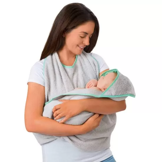 Prosop de baie pentru bebelus si mama grey Clevamama Prosop de baie pentru bebelus si mama grey Clevamama