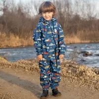 Salopeta impermeabila pentru copii Kidscare, cu protectie la vant si apa cu imprimeu Masini - marime 92