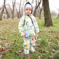 Salopeta impermeabila pentru copii Kidscare, cu protectie la vant si apa cu imprimeu Savana - marime 110
