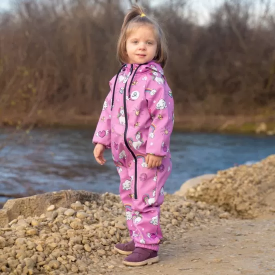 Salopeta impermeabila pentru copii Kidscare, cu protectie la vant si apa cu imprimeu Unicorni - marime 98 Salopeta impermeabila pentru copii Kidscare, cu protectie la vant si apa cu imprimeu Unicorni - marime 98