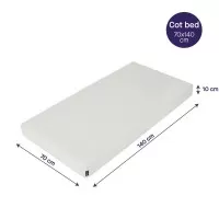 Saltea antialergica din spuma 140x70x10 cm Clevamama 3120, testata impotriva alergenilor, certificata Asthma & Allergy Friendly