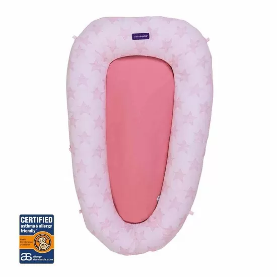 Salteluta bebelusi pentru dormit Clevamama pink 3212, testata impotriva alergenilor, certificata Asthma & Allergy friendly™ Salteluta bebelusi pentru dormit Clevamama pink 3212, testata impotriva alergenilor, certificata Asthma & Allergy friendly™