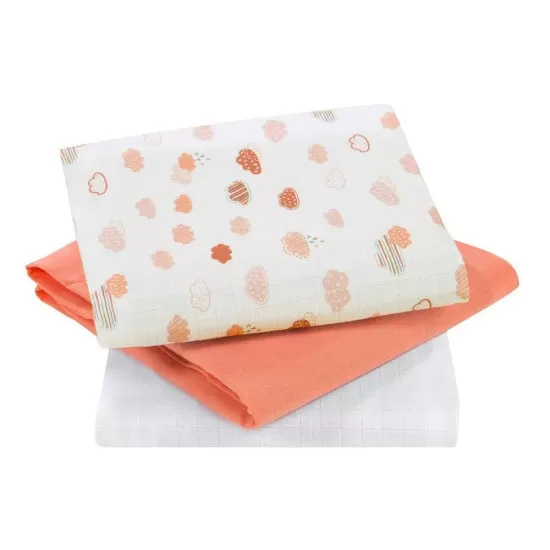 Set 3 paturici de muselina coral Clevamama 3016 Set 3 paturici de muselina coral Clevamama 3016