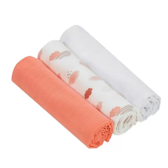 Set 3 paturici de muselina coral Clevamama 3016 Set 3 paturici de muselina coral Clevamama 3016